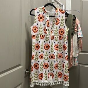 BOHO fringe sunflower dress size S